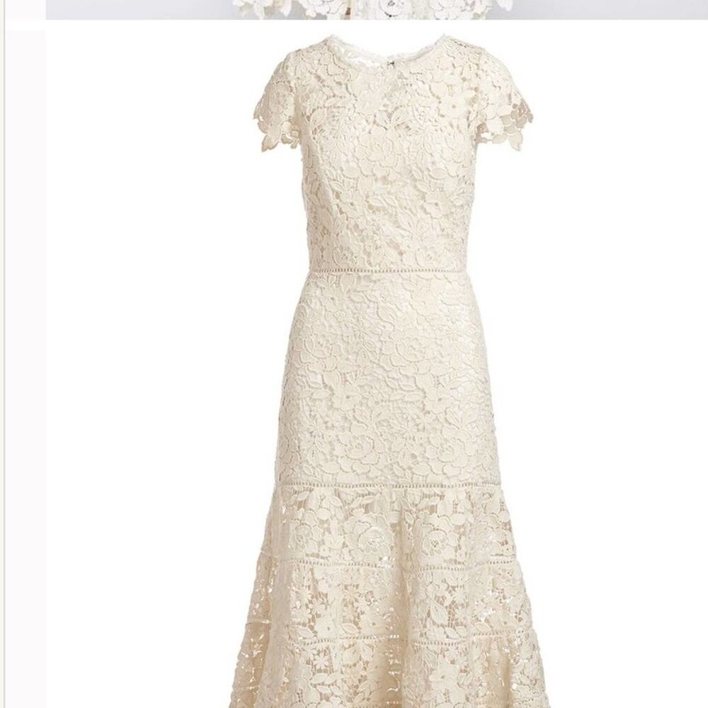 JOIE Celedonia Lace Illusion White Tiered Formal Dress Size 6 | Altered - Picture 4 of 11